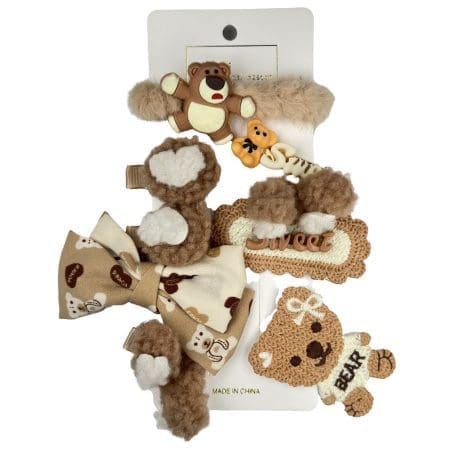 Rankų darbo plaukų aksesuarų rinkinys Meškiukai Set of handmade hair accessories Bears skinstars.lt